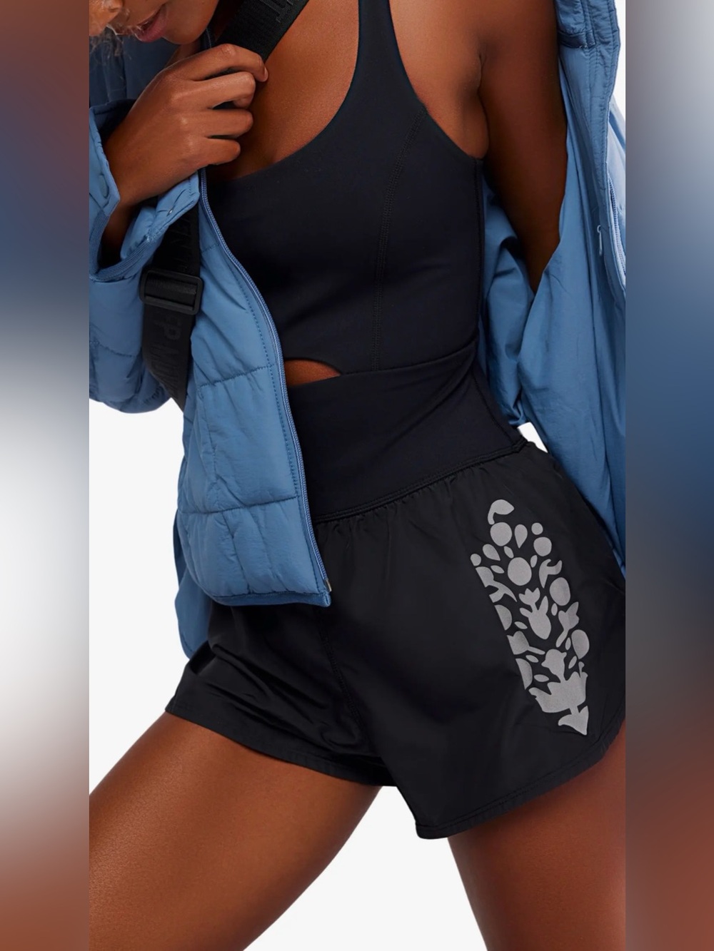 Free People Movement Righteous Runsie black combo motif
